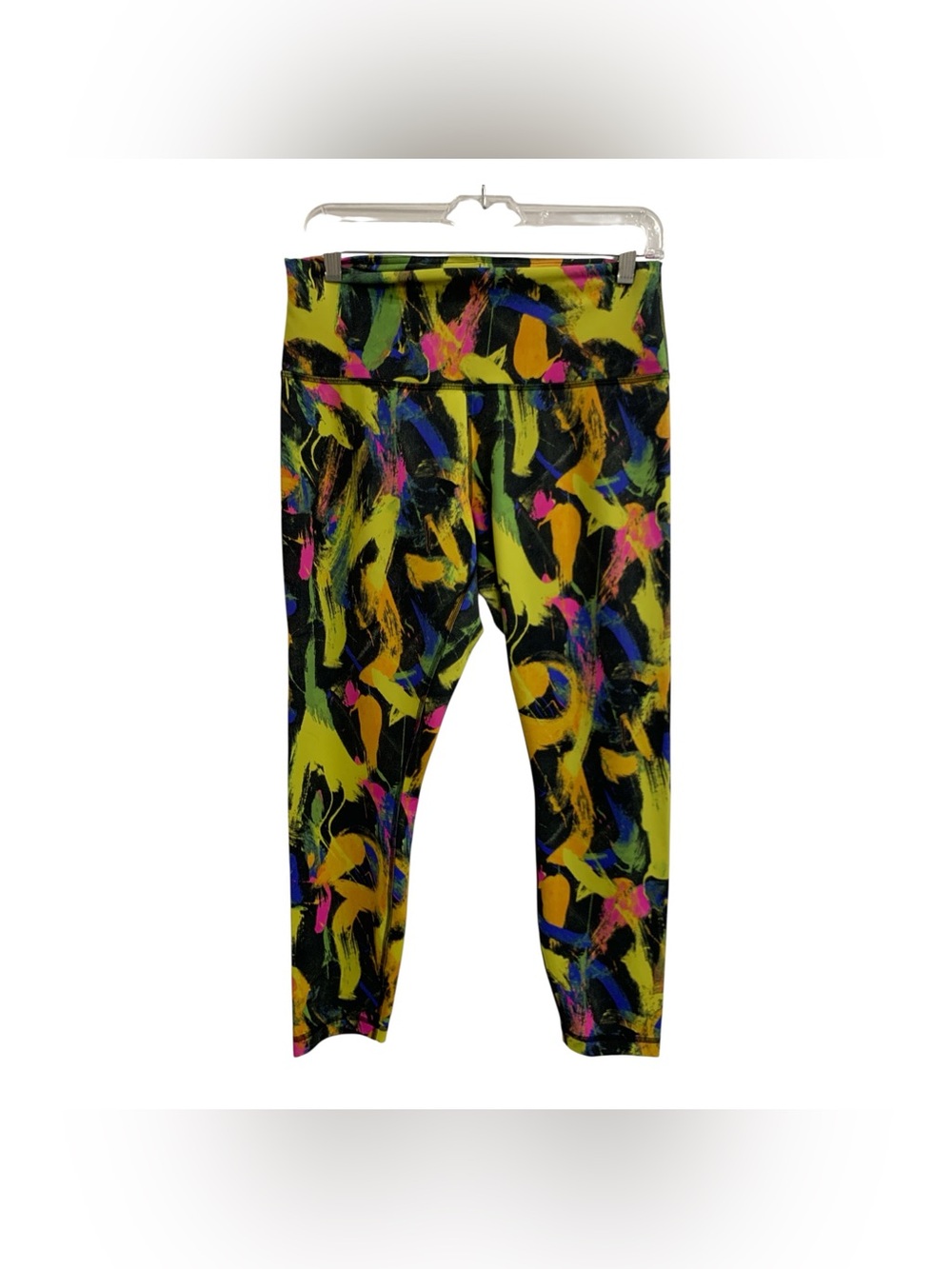 lululemon athletica Neon Abstract Brushstroke Leggings - Yellow Multi Size M